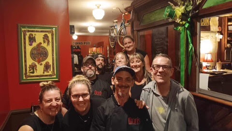 Ted Allen with members of the Finn’s staff in the pub